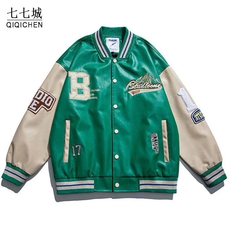 

Мужская бейсбольная куртка Бомбер в стиле пэчворк с Вышивкой Букв в стиле Харадзюку, повседневная куртка в стиле оверсайз унисекс