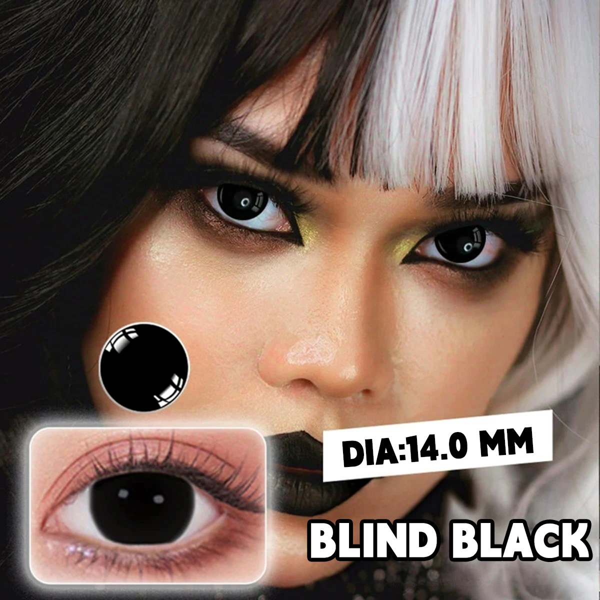 Vibrant Cyan Mesh White Colored Contact Lenses for Dramatic Cosplay & Halloween