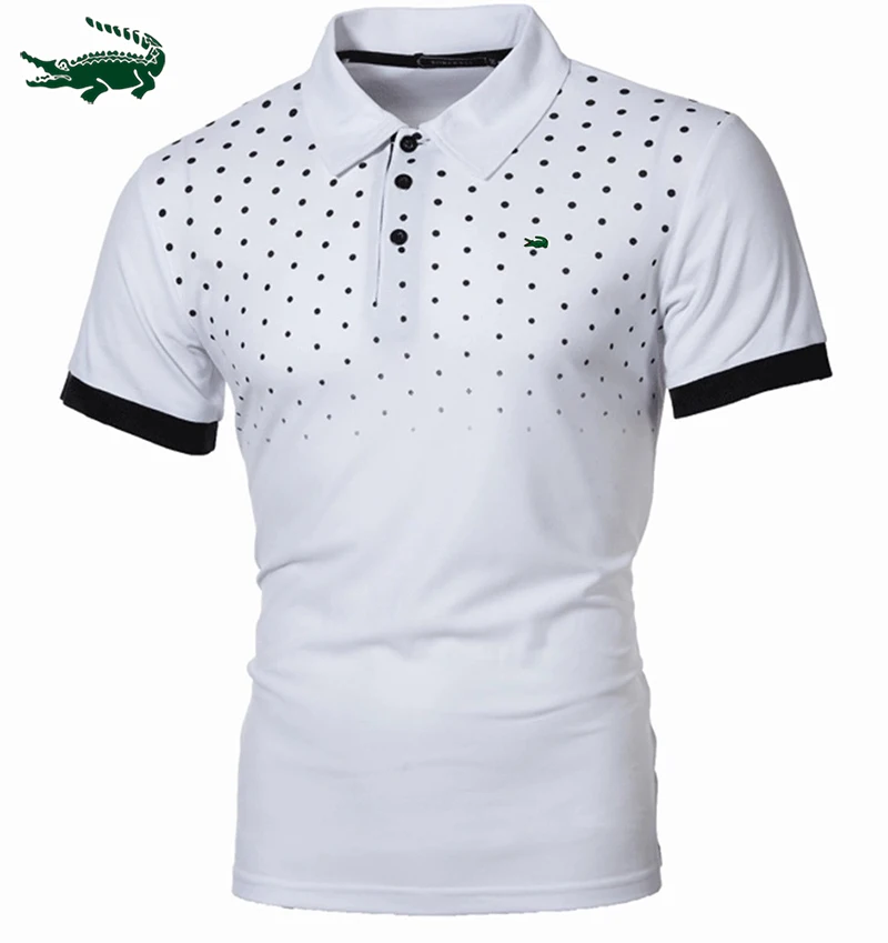 

2024 New men's summer polo shirt top with spotted short sleeves m-5xl