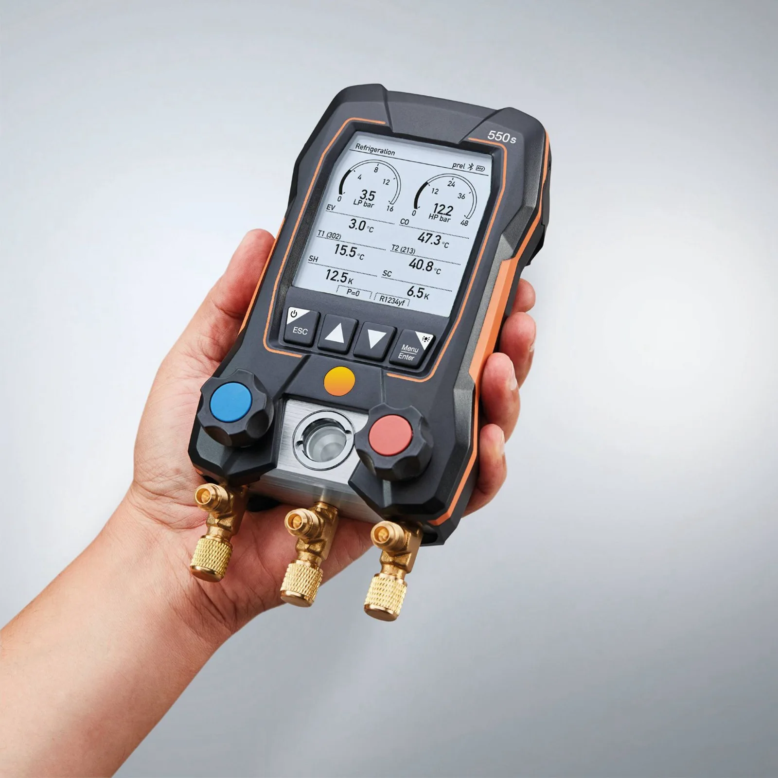 Testo550S 스마트 디지털 매니폴드 에어컨 압력 게이지, 무선 블루투스 연결 냉매 계량기, 0564 5501