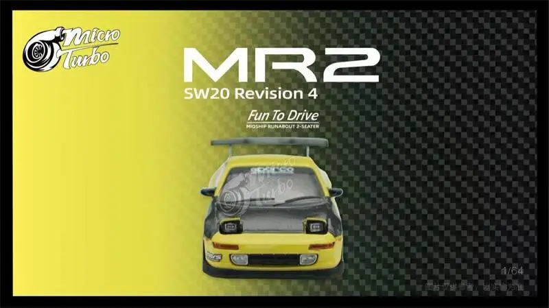 

Micro Turbo 1:64 SW20 Revision 4 MR2 Hong Kong Exclusive black yellow Die-Cast Car Model Collection Miniature