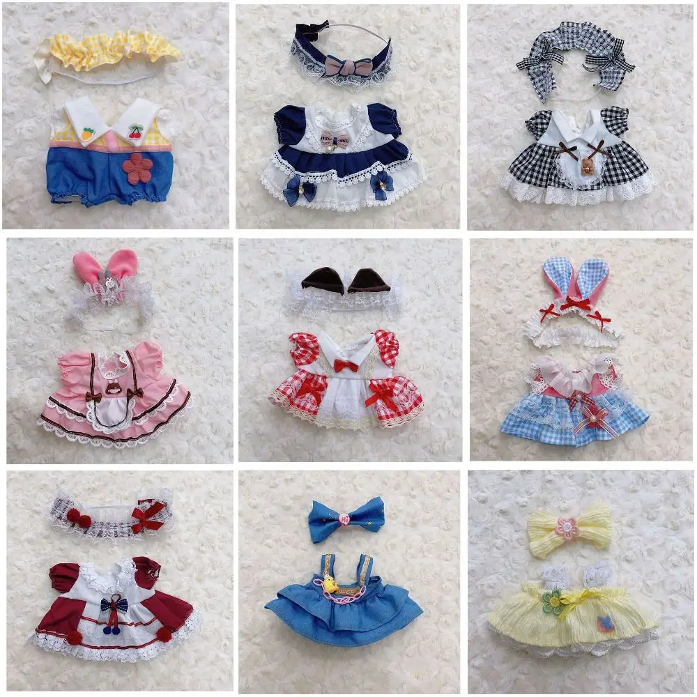 

Cute Doll Lovely Clothes 10 Styles With Headband Accessories Plush Dolls Clothes Doll Skirt 20cm Cotton Doll/EXO Idol Dolls