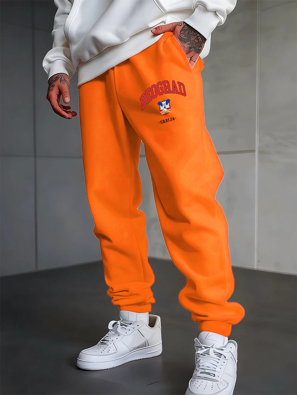 Beograd Srbija Local Printing Sweatpants Men Casual Jogger Pants Elastic Waist Loose Fleece Trousers Autumn Fleece Warm Clothes