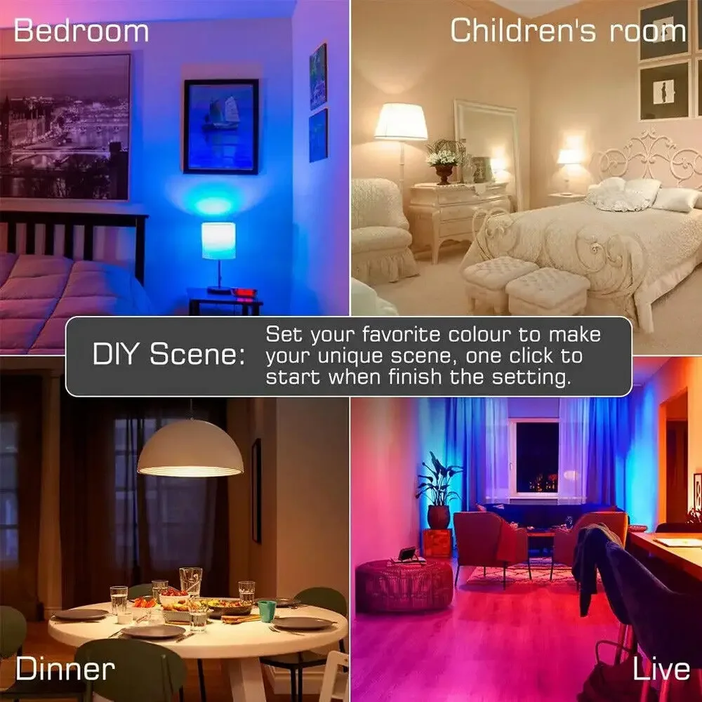 Smart Light Bulbs Wifi/bluetooth E27 Color Changing LED Bulb Alexa Google Home Lamp Voice Tuya APP Remote Control Music Rhythm