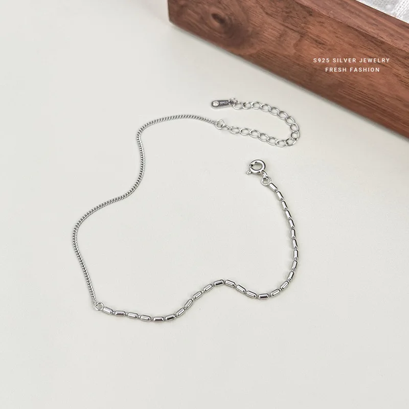 INZATT Real 925 Sterling Silver Asymmetric Bead Chain Ankles For Women Classic Fine Jewelry Summer Trendy Accessories