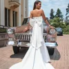 Mermaid Wedding Dress Brides Strapless Lace Up Big Bowknot Bride Dress Long Train Elegant Wedding Party Bridal Gown Customized 3
