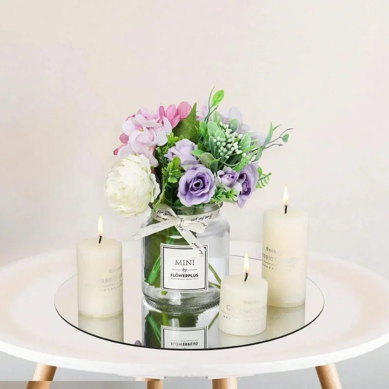 10PCS Acrylic Round Mirrors for Centerpieces Wall Wedding Table Candle Plates Tray