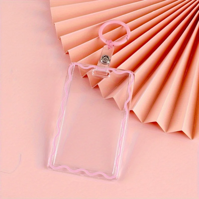 Clear Acrylic Card Holder with Key Ring - Durable Protective Sleeve for Student ID, Meal Cards & Office Supplies