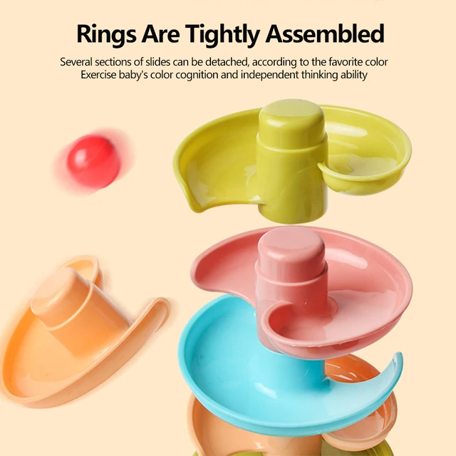 Baby Puzzle Track Turn Around  Track Rolling Ball Mental Sliding Ball Tower Education Assembling Toy Gift Stacking Toy for Kids 5