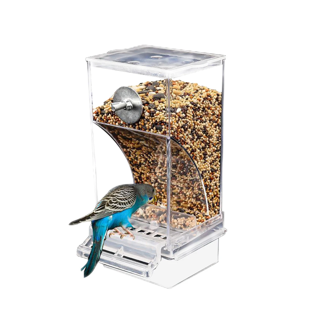 Automatic Bird Feeder for Parakeet Canary Cockatiel Finch,Free Install,No Fragile BLUECHARM No-Mess Bird Cage Feeder 