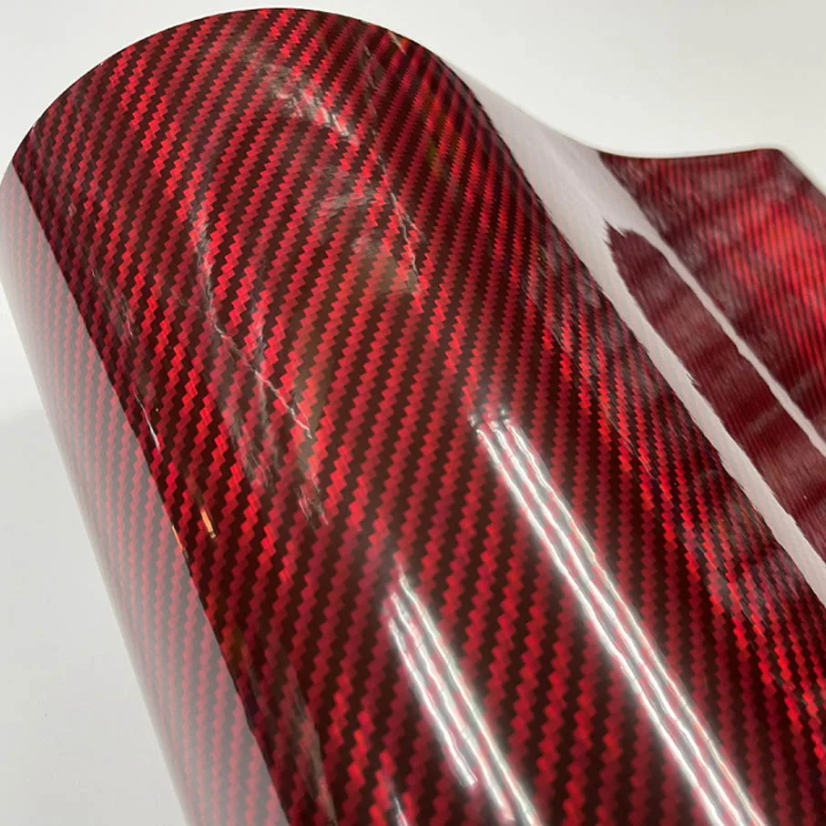 

Holographic rainbow red Carbon Fiber Vinyl Wrap Film Bubble Free Air Release Car Wrap Vinyl Automotive DIY Decals