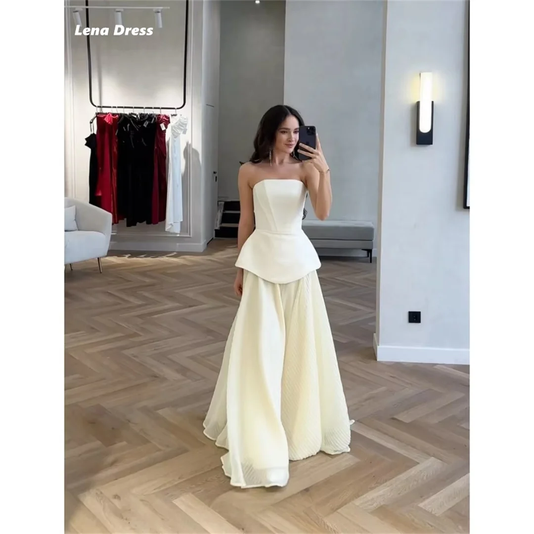 open lace back dress Lace long dresses for mother and daughter ''Ella'' in beige color main image 0