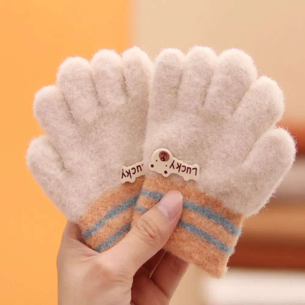 Cartoon Knitted Children Gloves Soft Warm Full Fingers Gloves Knitted Mittens For 1-3 Years