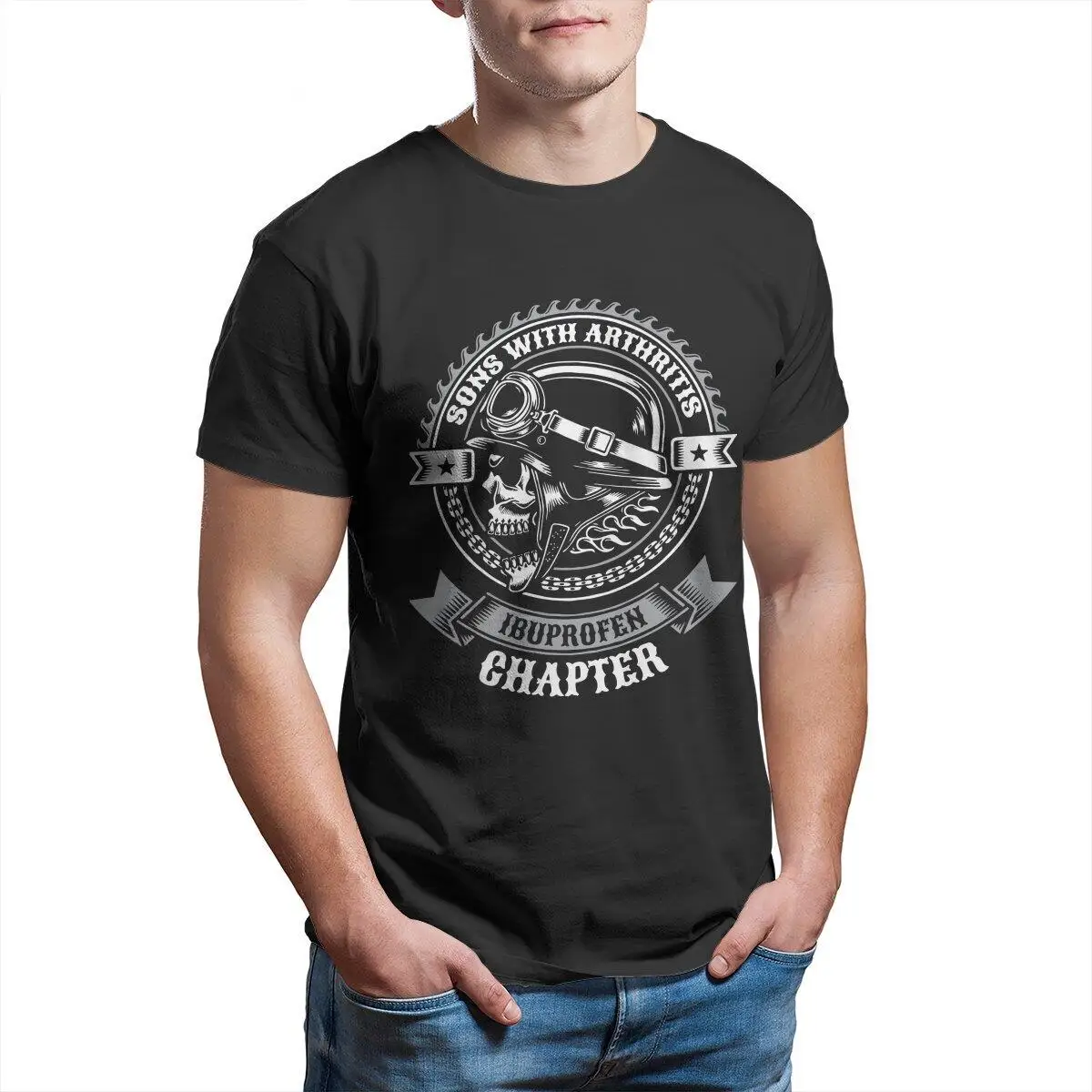 

Men Skull Biker T Shirts Horror Halloween Pure Cotton Clothes Funny Short Sleeve Crewneck Tees Summer T-Shirts