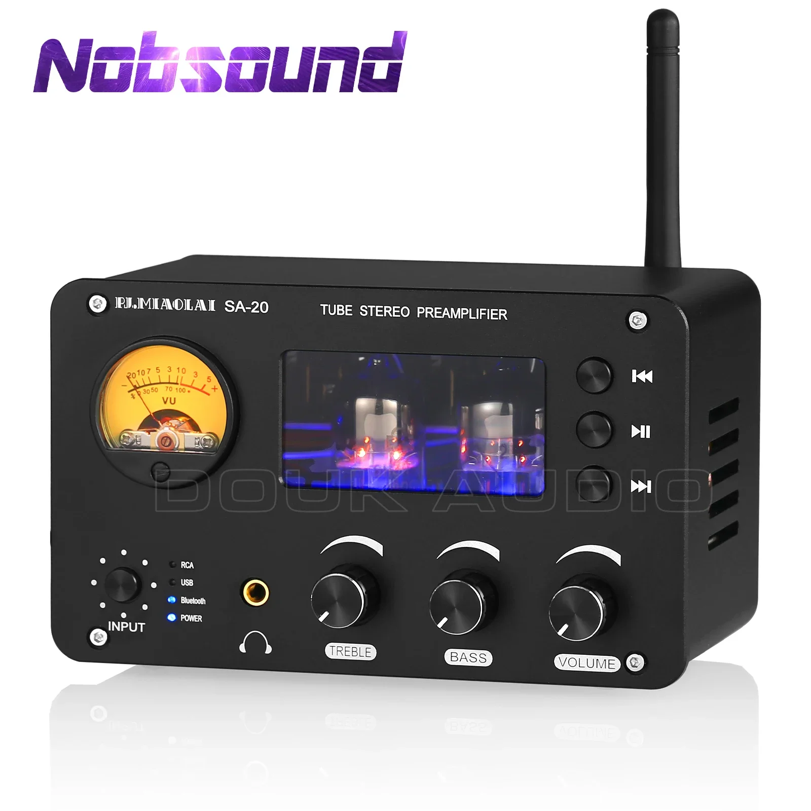 Nobsound Valve Tube Preamp Bluetooth Usb Music Player Amplificatore Per Cuffie Stereo Con Display Bilanciato Xlr Vu Meter