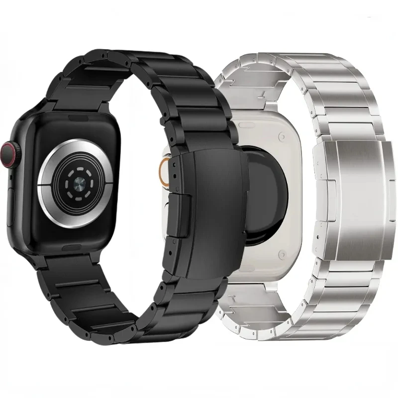 

Титановый ремешок для часов Apple Watch Ultra 49 мм 45 мм 41 мм, браслет из нержавеющей стали для IWatch 8 7 6 5 4 44 мм 42 мм