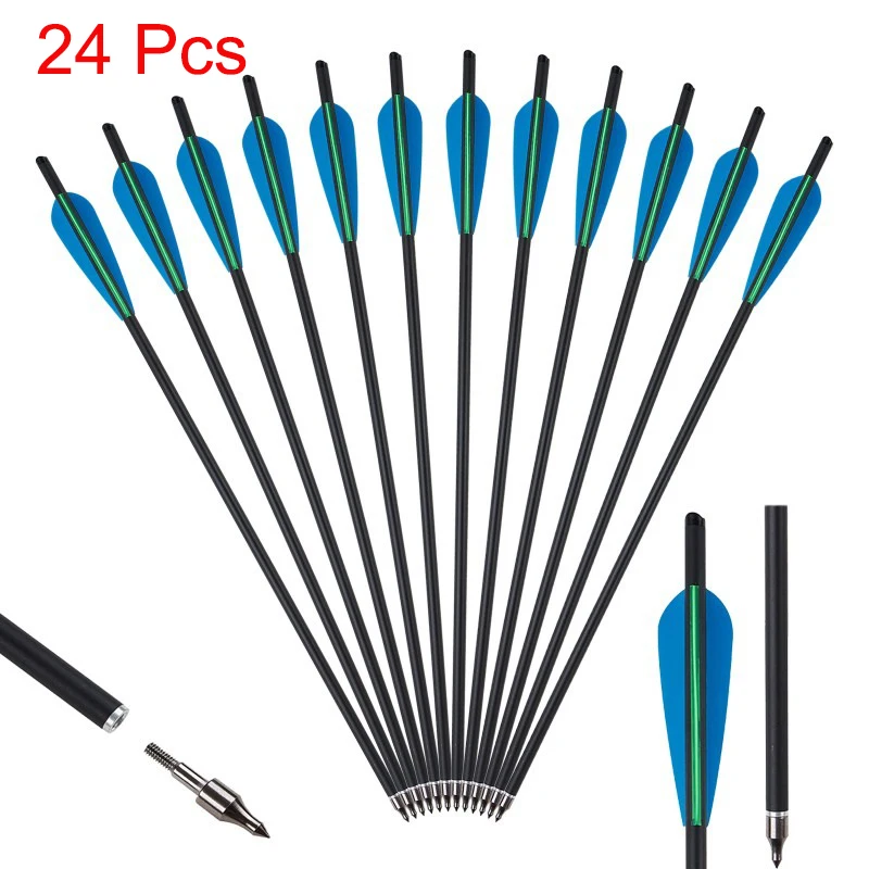Carbon Crossbow Arrows with Half Moon Nock and Broadheads - Available in Sets of 6, 12, or 24