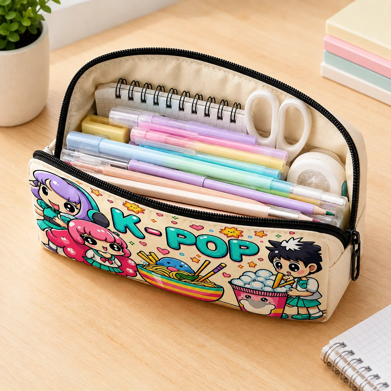 Astuccio Kpop con Cartoni Animati, Grande Capacità, per Ragazze e Studenti, Borsa Porta Cancelleria, Regalo per il Ritorno a Scuola - immagine 3