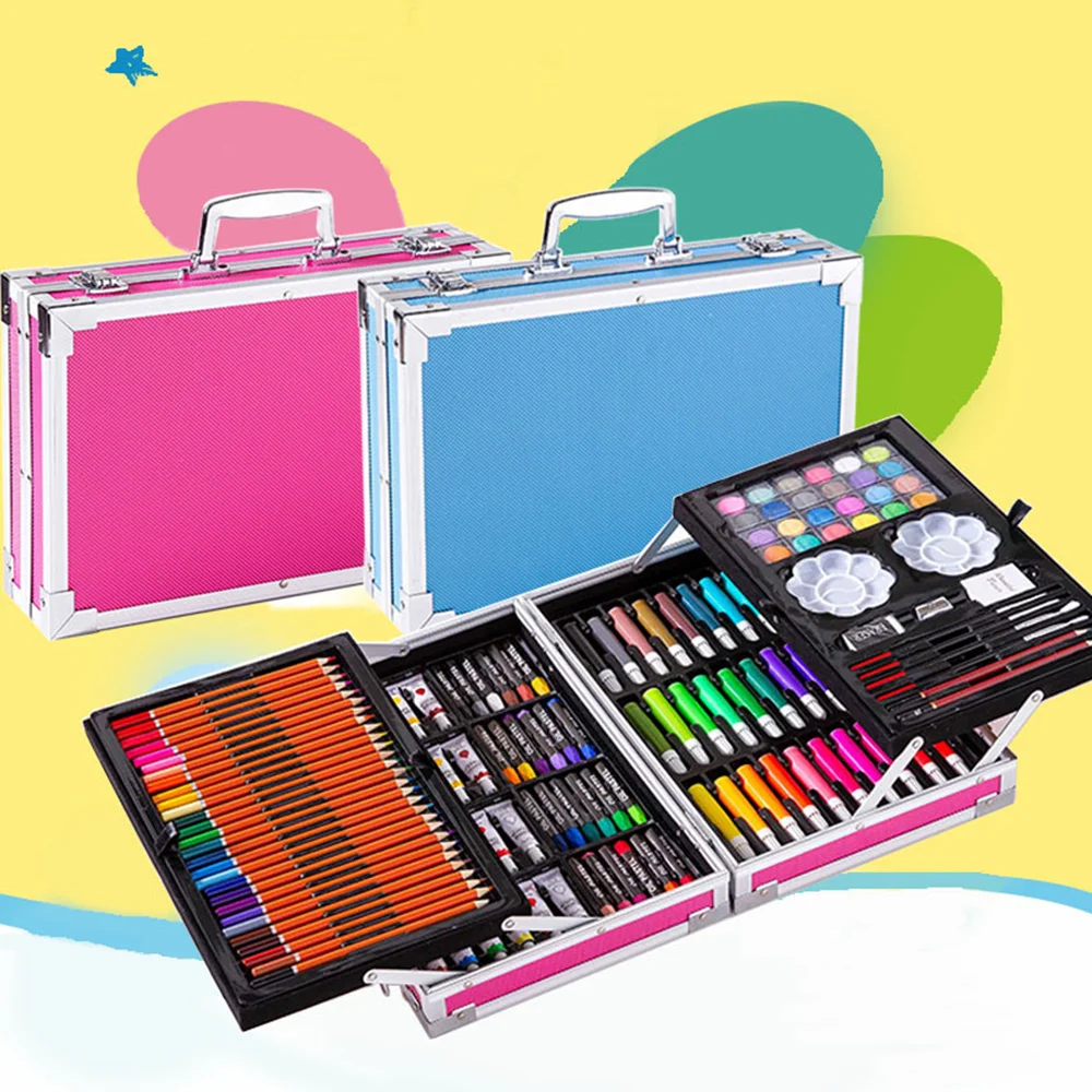 145pcs Kids Art Set Children Drawing Set Water Color Pen Crayon Oil Pastel  Painting Drawing Tool