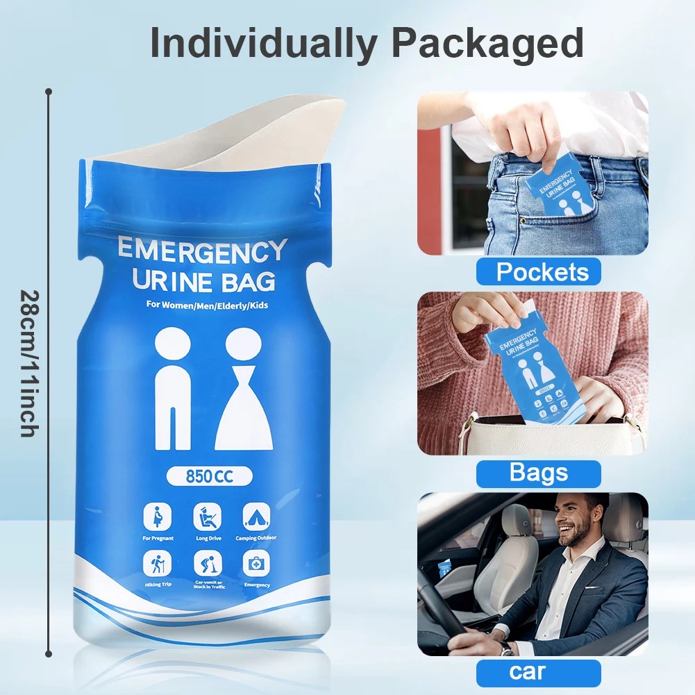 20-1PCS Outdoor Emergency Urinate Bags 850ml Disposable Urinal Bag Portable Travel Mobile Toilet for Female Baby Male Vomiting