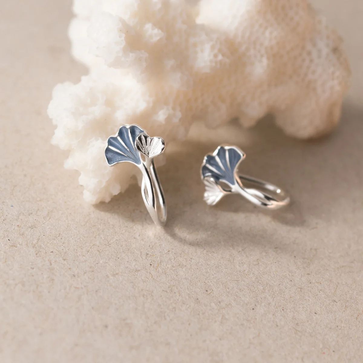New in 925 Sterling Silver Drip Glue Ginkgo Biloba Leaves Ear Piercing Stud Earrings For Women Jewelry Wholesale Money 925