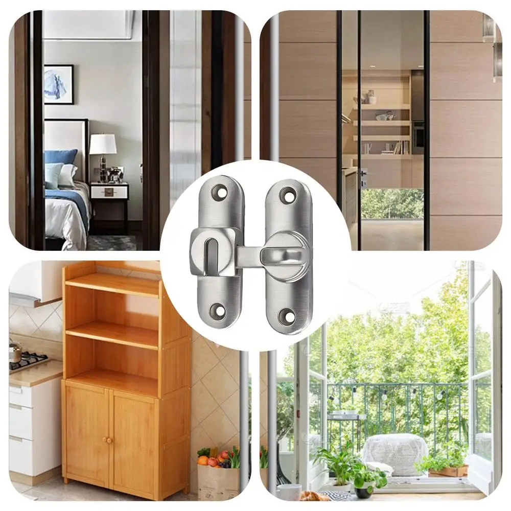 Description Picture 6 of itemBarn Door Locks And Latches 90/180 Sliding Door Latches Punch-Free Barn Door Lock Hardware With 4 Screws Security Door Locks For