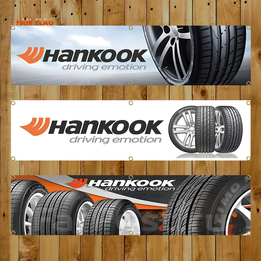 60x240cm Hankooks Tires Auto Parts Banner Flag Polyester Printed Garage or Outdoor Decoration Tapestry