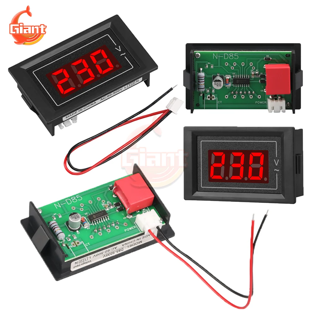 

AC60-500V красный цифровой дисплей вольтметр измеритель напряжения переменного тока индикатор панели однофазный тестер напряжения монитор электронные тестовые инструменты