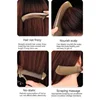 Natural Horn Massage Comb Round Fine Tooth Anti-Static Hair Straighter Curl Combs with Handle 6