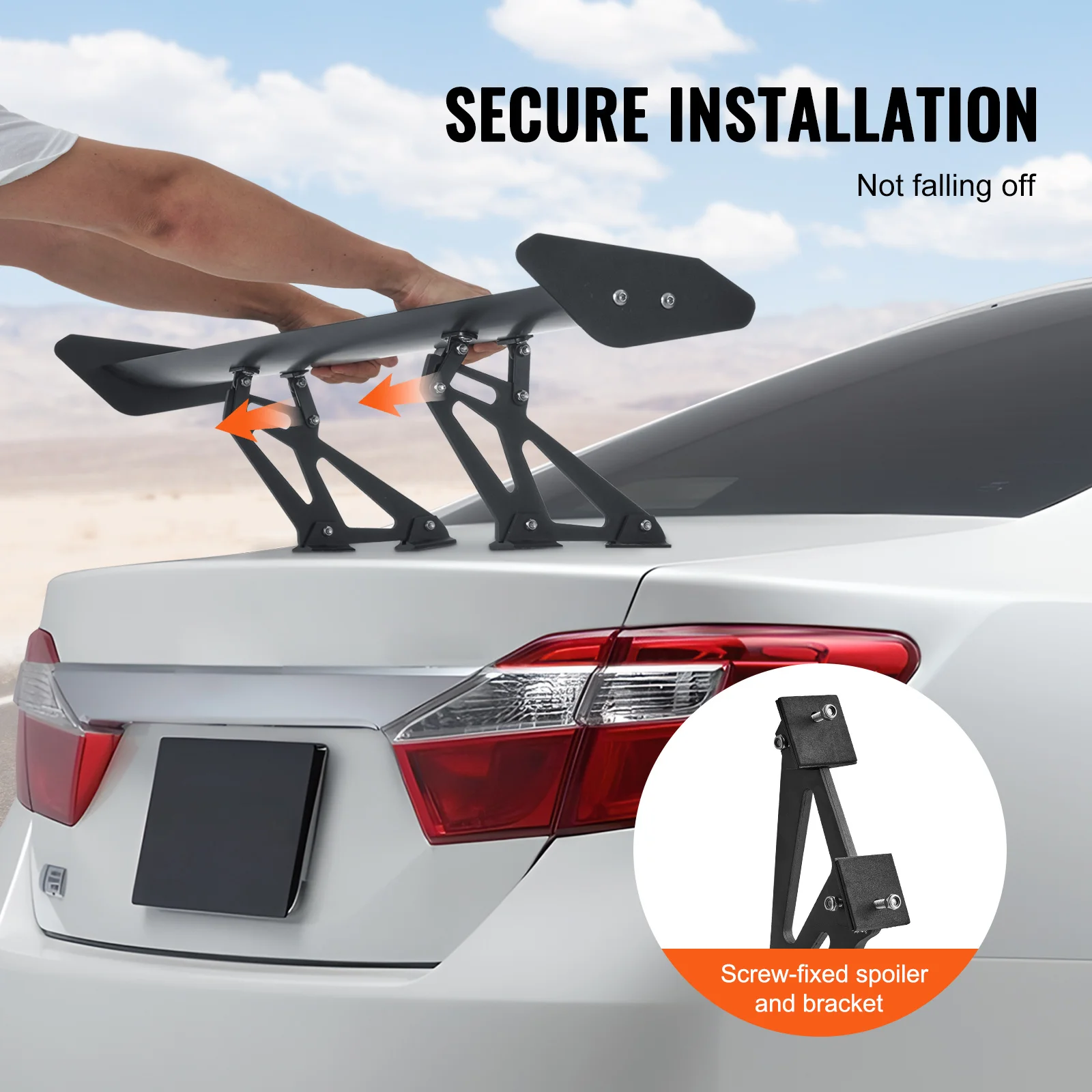 SucceBuy GT Wing Car Spoiler 43.3 inch Universal Spoiler with Single Deck Adjustable Lightweight Aluminum Car Rear Spoiler Wing