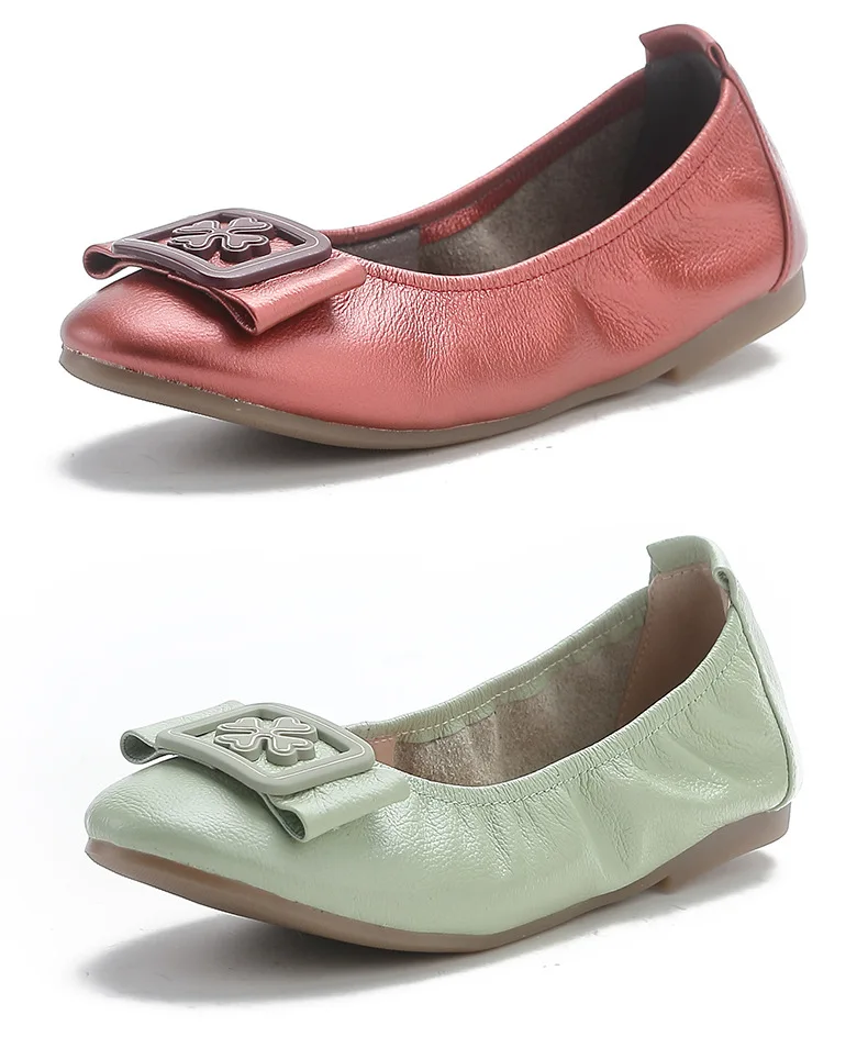 Plus size 34-43 women genuine leather flat shoes woman ballet flats new fashion female casual single shoes women office shoes