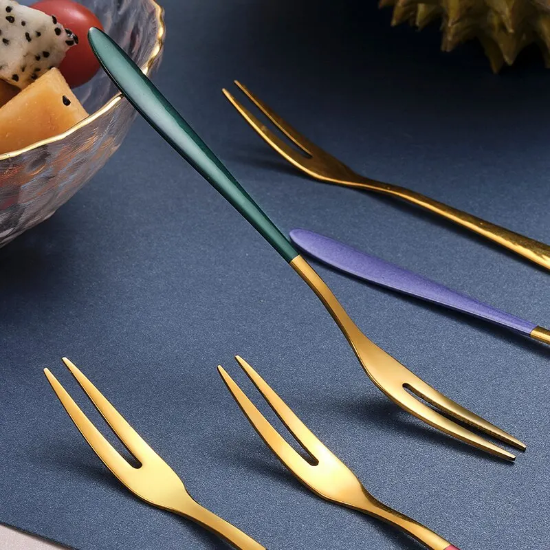 Fruit Fork 7pcs 304 Stainless Steel Dessert Cake Salad for Party Kitchen Tableware