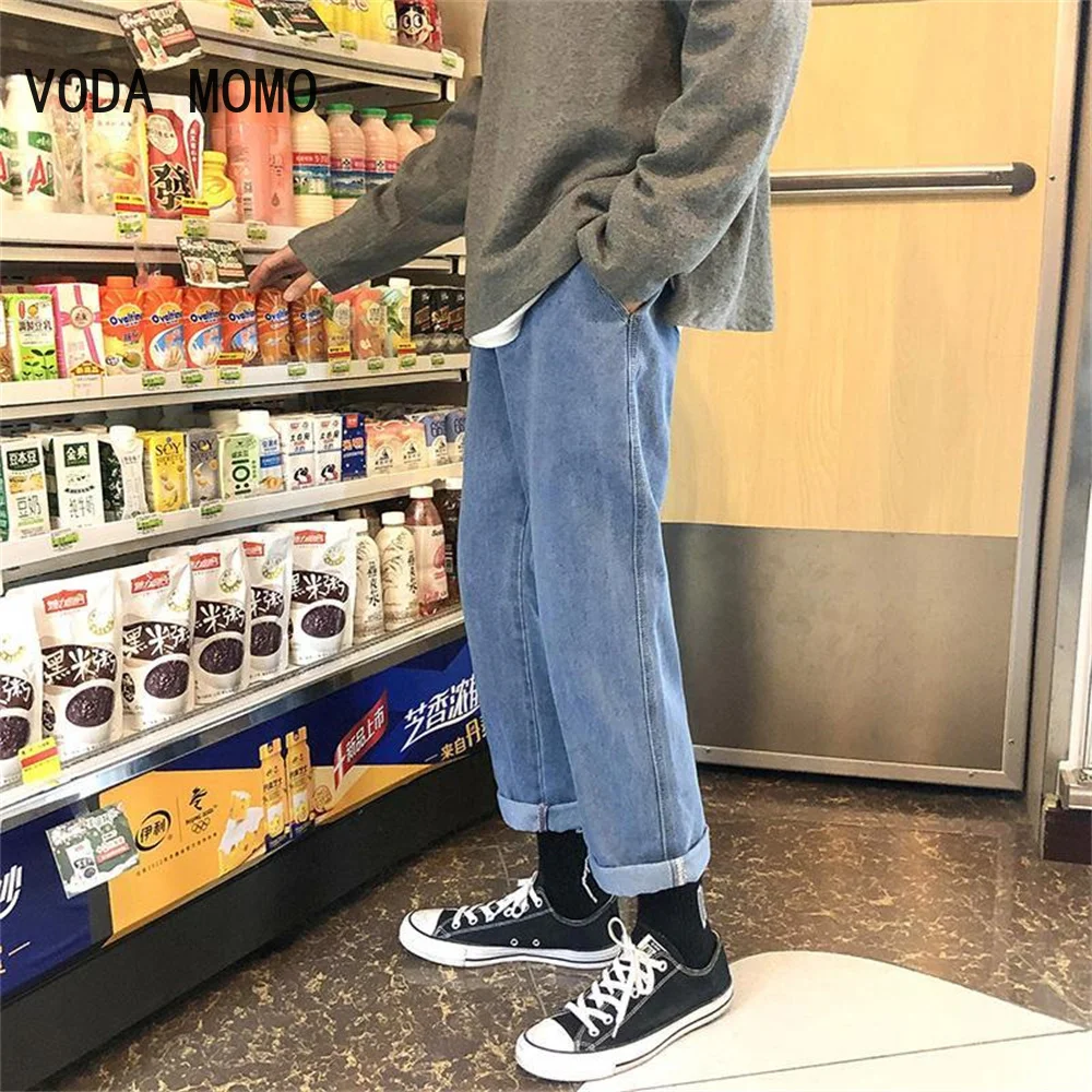 Blue Jeans Trousers Mens 2022 New Casual Vintage Straight Harajuku Baggy Belt Jeans Korean High Quality Trendy Denim Pants