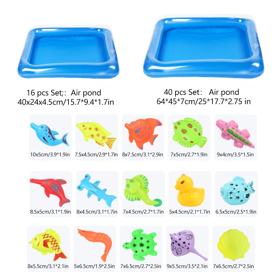 14/16/40pcs Magnetic Fishing Set - Inflatable Pool, Party Model, Play Games & More - Perfect Summer Outdoor Toy, Random Color 5