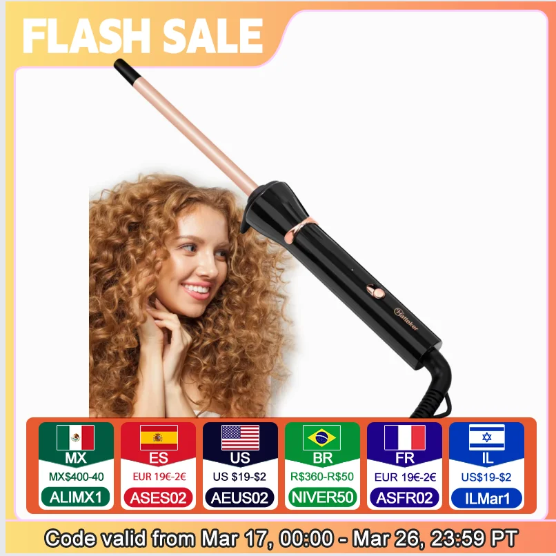 Hatteker 9mm Ultra-Fine Wool Curling Iron Constant Temperature Hair Protector Styler for Women Home Use Noodle Curler