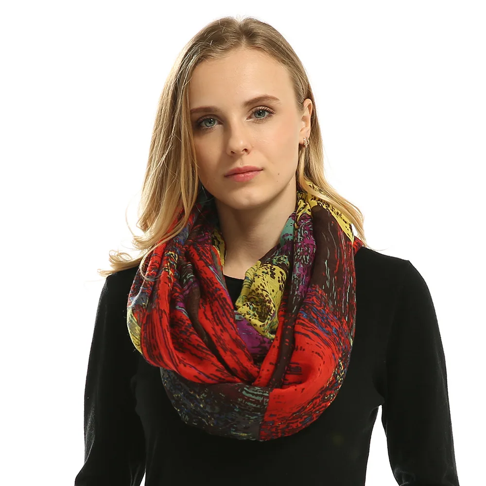 Fashion Women Cotton Print Infinity Scarf Warm Soft Ring Scarves Circle Loop Foulard Femme Snood Neck Wrap Shawl 3