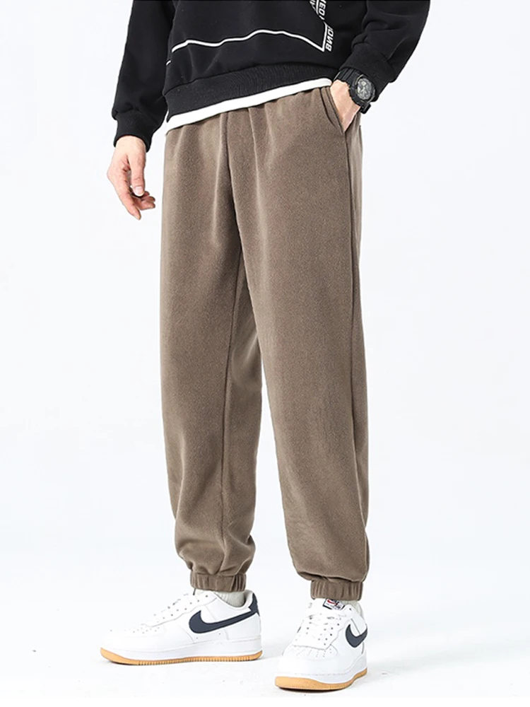 

2024 New Winter Sweatpants Men Both Side Softable Velvet Thick Warm Casual Jogger Pants Male Home Loose Thermal Fleece Trousers