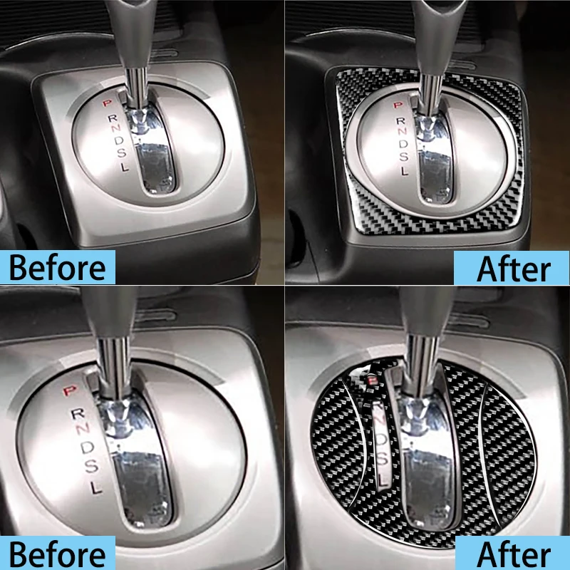 For Honda Civic 8 8th Gen 2006-2011 Car Stickers Carbon Fiber Interior Auto Gear Shift Panel Cover Trim Sticker Accessories - 2