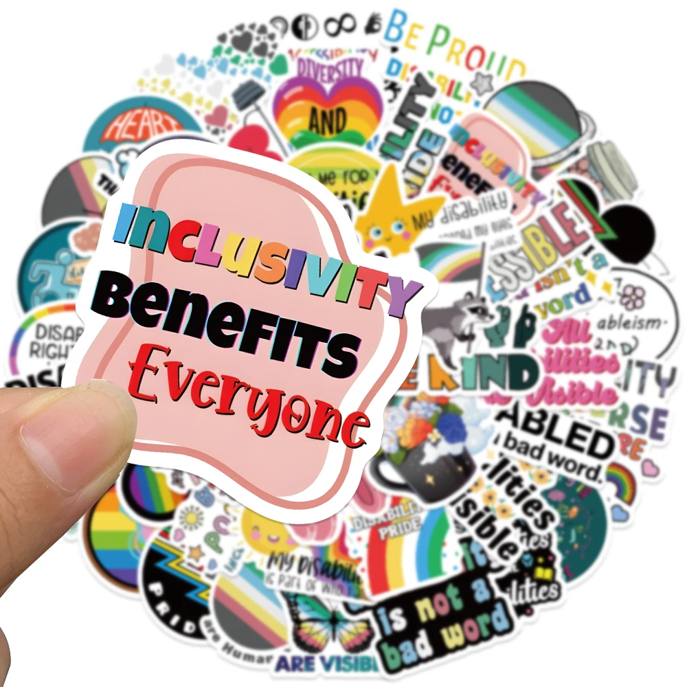 50pcs 장애 자부심 스티커 DIY 노트북 수하물 스케이트 보드 스크랩북 냉장고 비닐 방수 낙서 데칼 스티커
