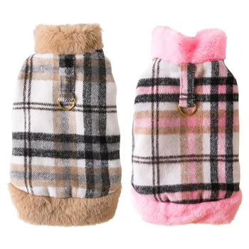 Winter Dog Coat Windproof Fleece Pet Clothes Warm Thick Dog Jacket for Snow Rainy Cold Weather Plaid Dog Vest Coat Outfits 1
