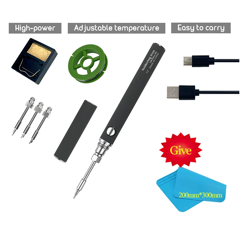 8W USB Cordless Electric  Soldering Iron Kit Micro Iron Type-c Charging Interface Full Charge Can Last For 40 Minutes dp4800 walkie talkie 2800mah usb type c charge support original charger charging for motorola apx1000 xpr7550 walkie talkie