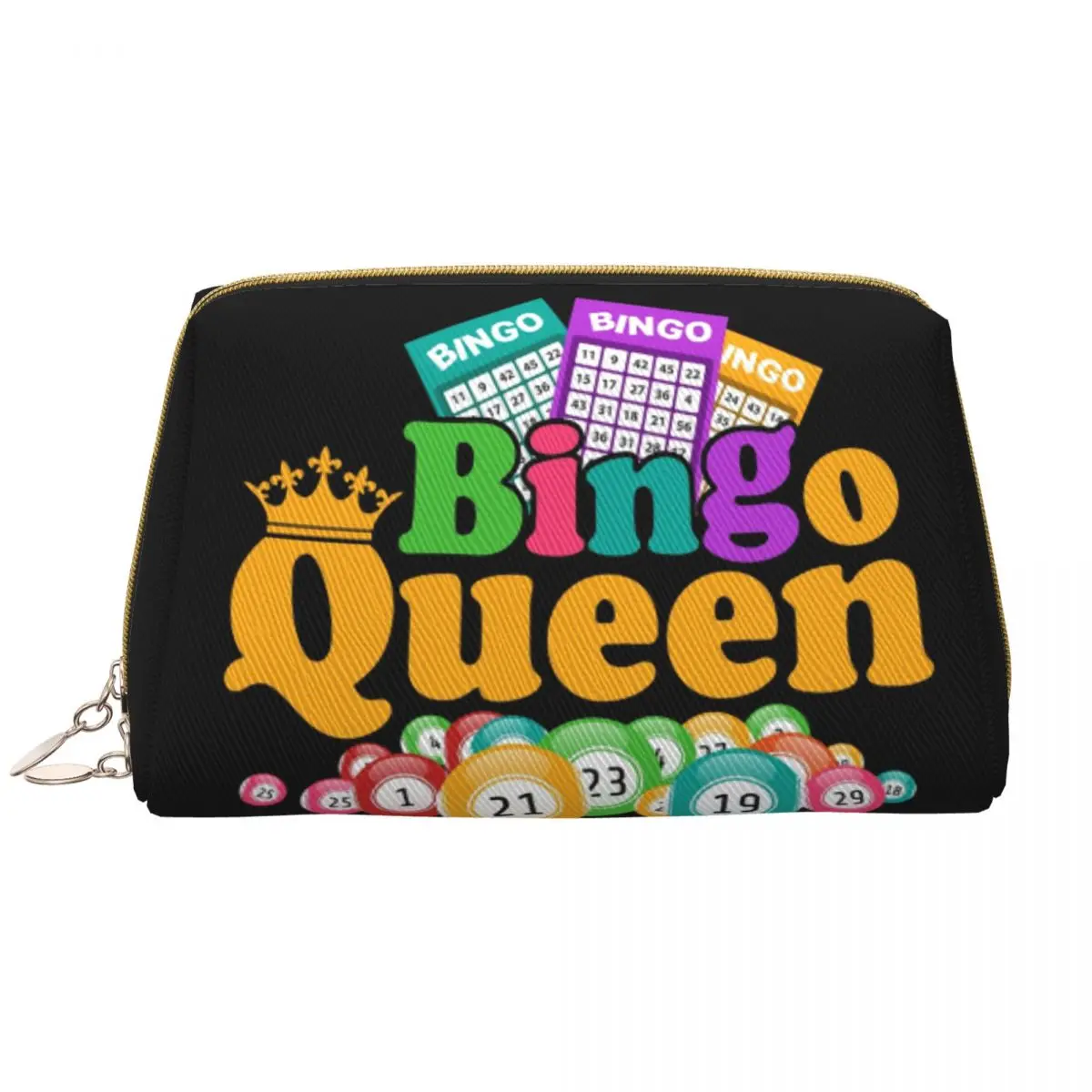 

Custom Bingo Queen Game Lover Travel Cosmetic Bag for Women Makeup Toiletry Organizer Lady Beauty Storage Dopp Kit