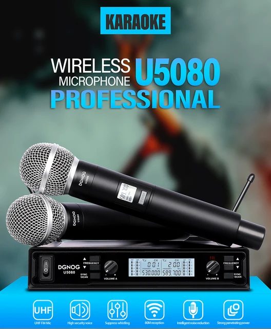 Microfono Karaoke Wireless UHF Con Bluetooth - Set 2 Microfoni Per TV, Feste, DJ - Foto 6