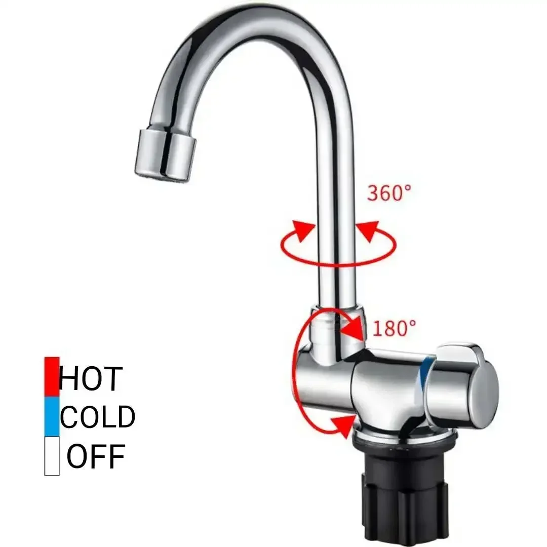 Folding faucet 360 degree swivel hot and cold water faucet kitchen bathroom RV marine deck hatch Caravan boat camper accessories kitchen faucet deck mount cold water colorful single handle one hole tap 2 mode spray stream