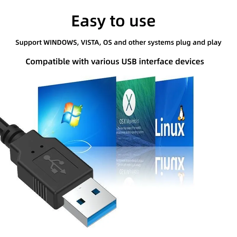 USB Hub Portable 4-Port USB 3.0 Hub High Speed USB Cable Divider Charger Extension Cables Splitter Adapter OTG For Phone PC 30/120cm