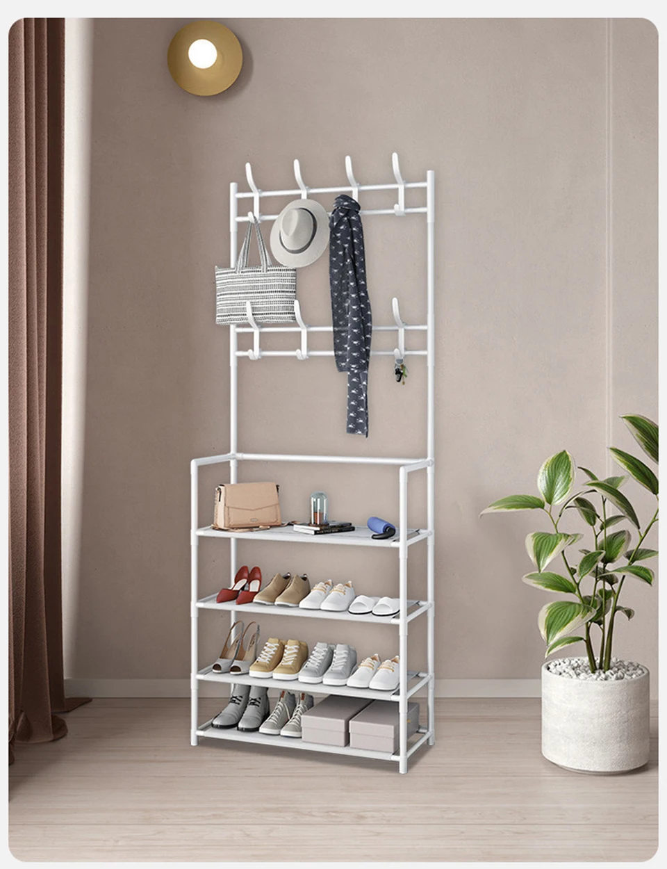 Coat Rack Shoe Cabinets Floor Hanger Storage Wardrobe Clothing Drying Racks Shoe Rack Furniture Purse Stand Hat Rack on Wall