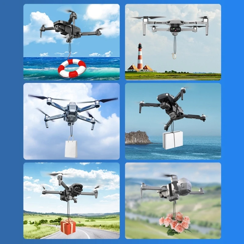 Lanceur de largage aérien pour drone compatible Air 2, montrant le mécanisme de largage.