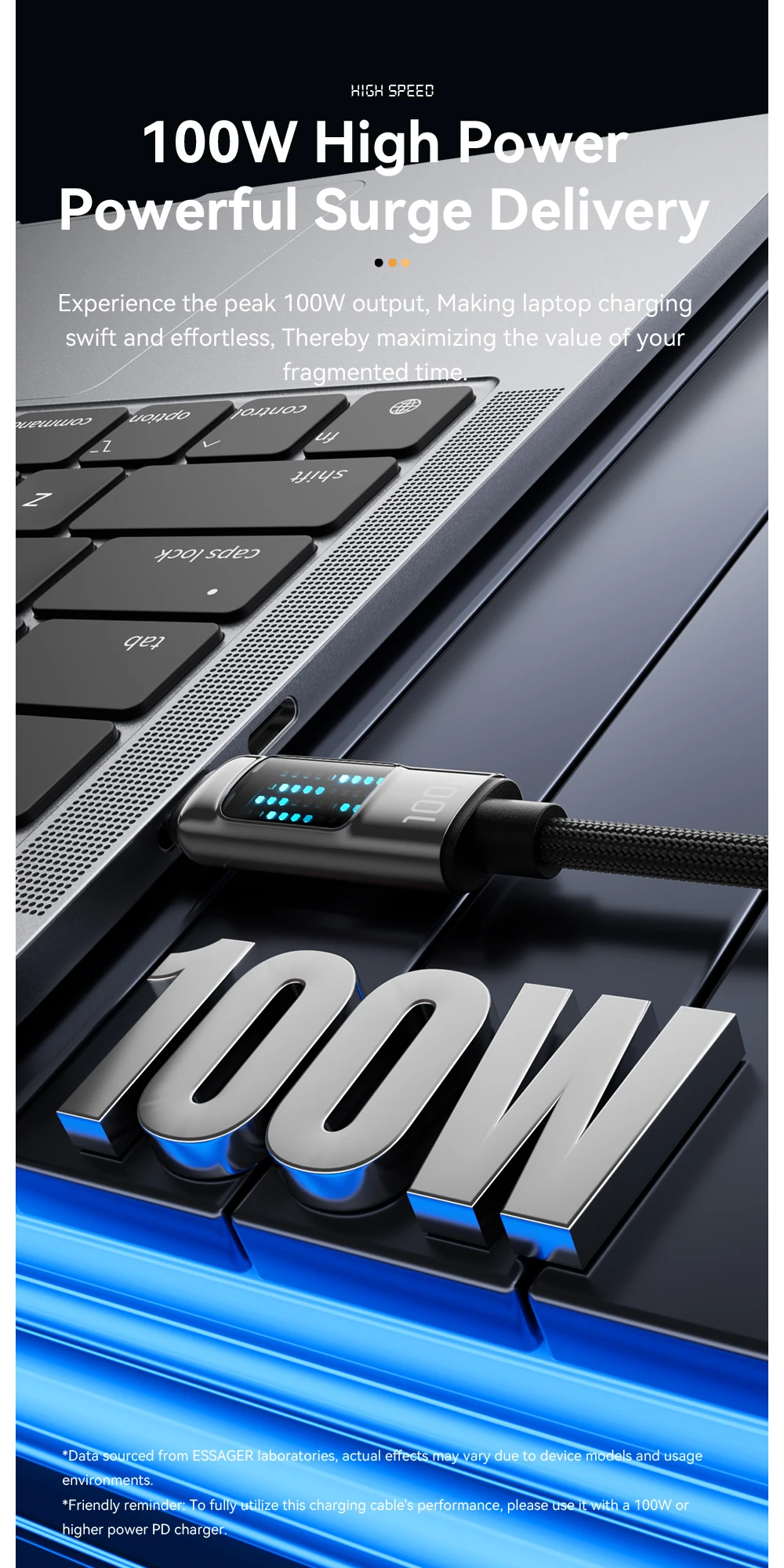 100W USB Type C To USB C Cable For Xiaomi Samsung PD 5A Fast Charging Cable For