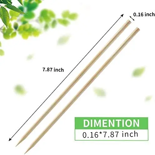 Skewers, 8 Inch Bamboo Sticks 100pcs BBQ Kabob Skewers,Chocolate Fountain, Cocktail, Art, Craft, Set of 100 Pack
