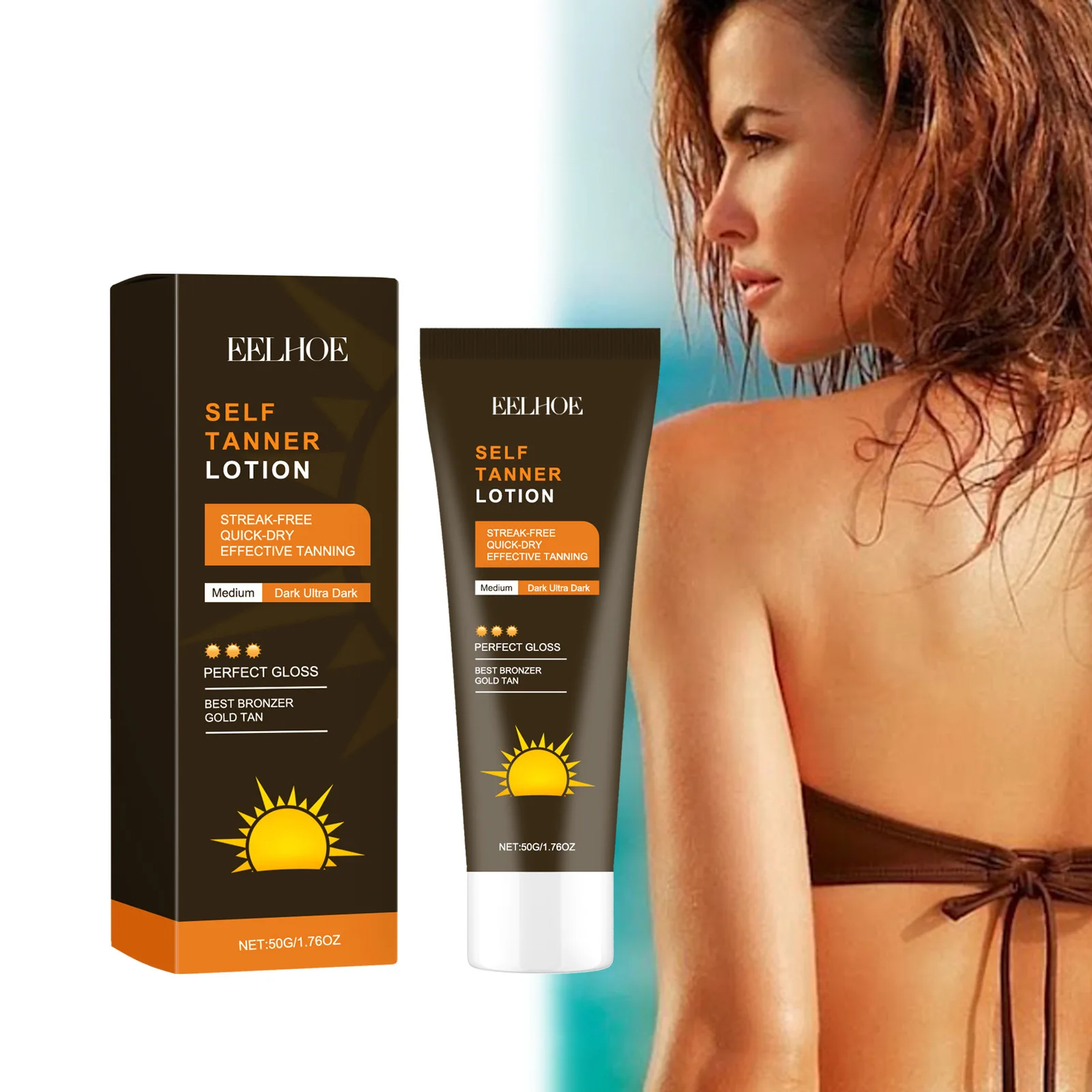 EELHOE Outdoor Tanning Cream Long Lasting Waterproof Moisturizing Face Care Tanning Accelerator Self-Tanning Cream Without Sun